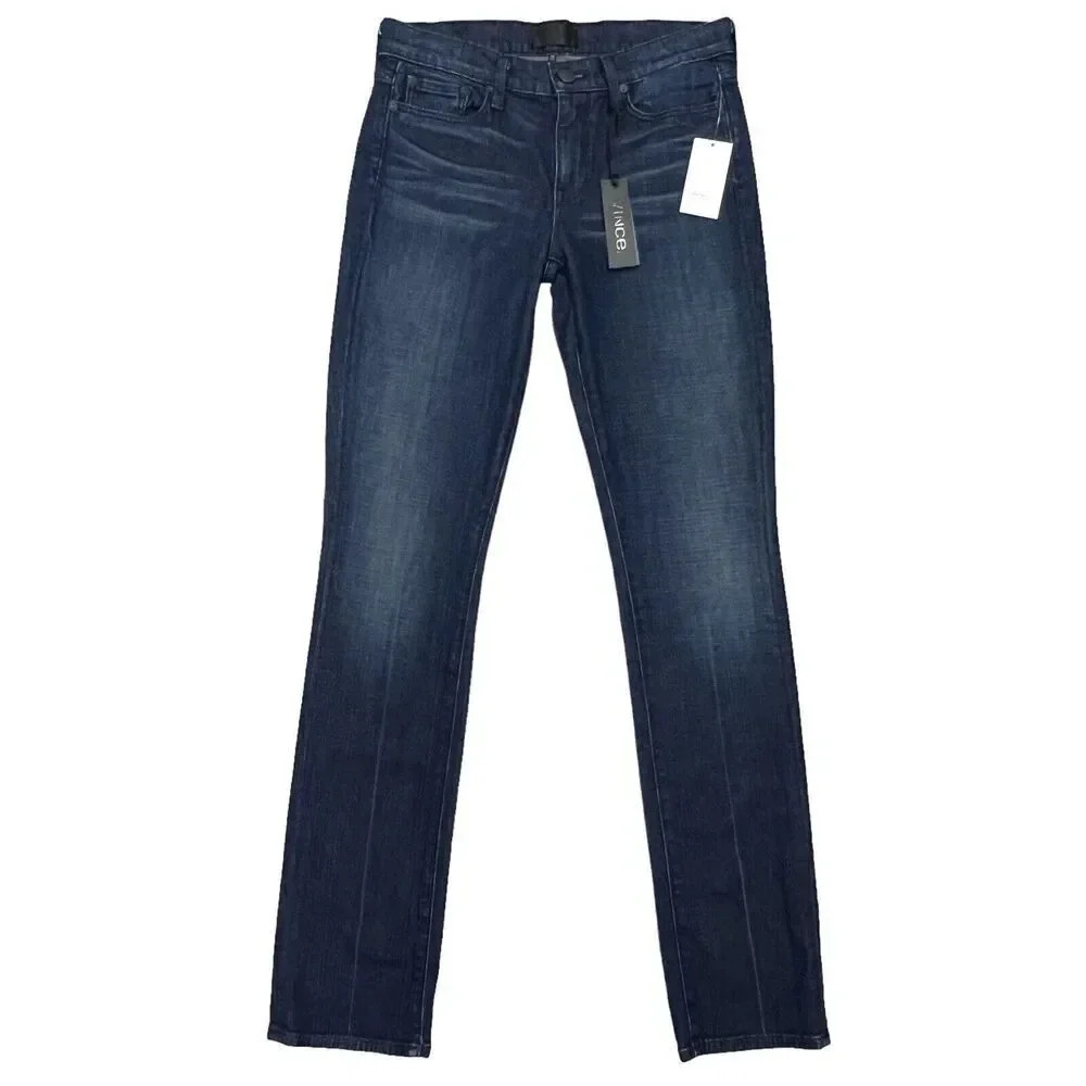 Vince Jeans Cameron Cigarette Leg Stretch Denim Mid Rise Women's Size 27 NEW